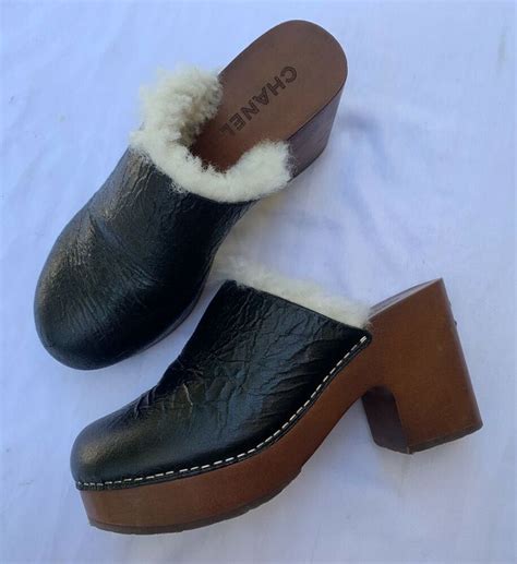 chanel shearling mules|Chanel mules and clogs.